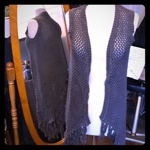 Grey knit with fringe vest